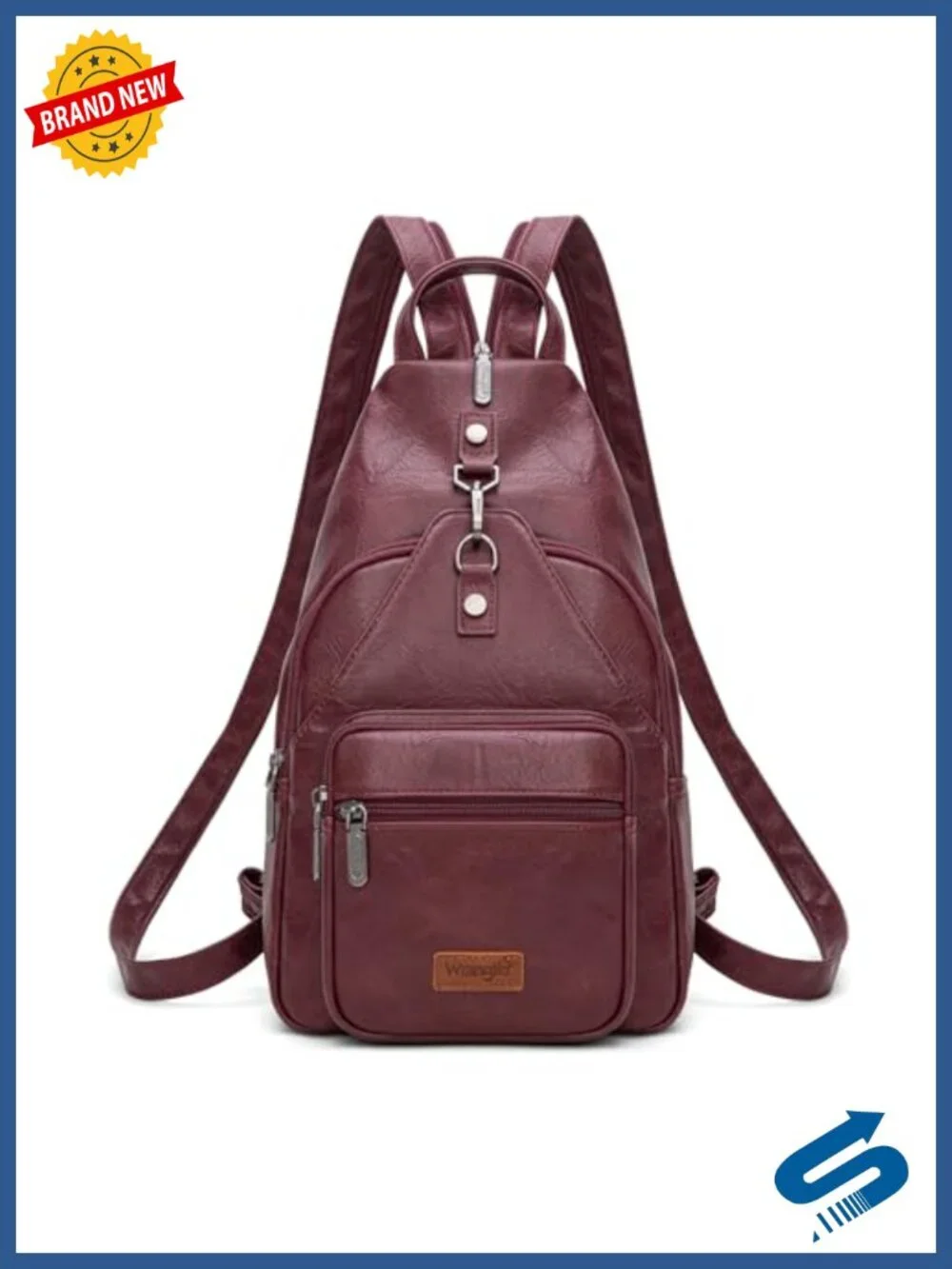 Convertible Faux Leather Sling Backpack Crossbody for Hiking Travel with